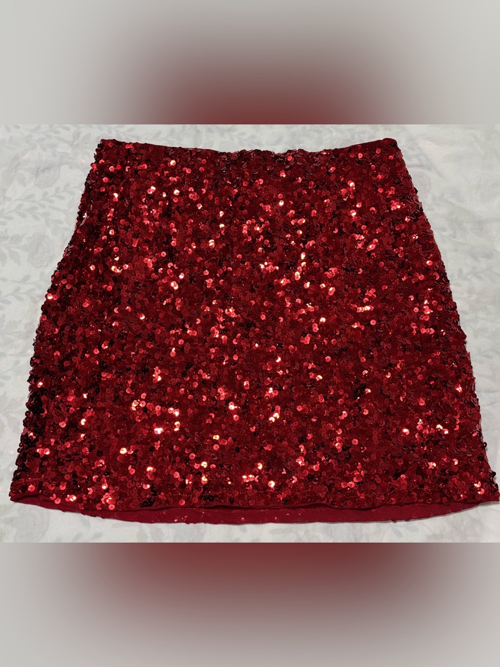 Red sequin miniskirt